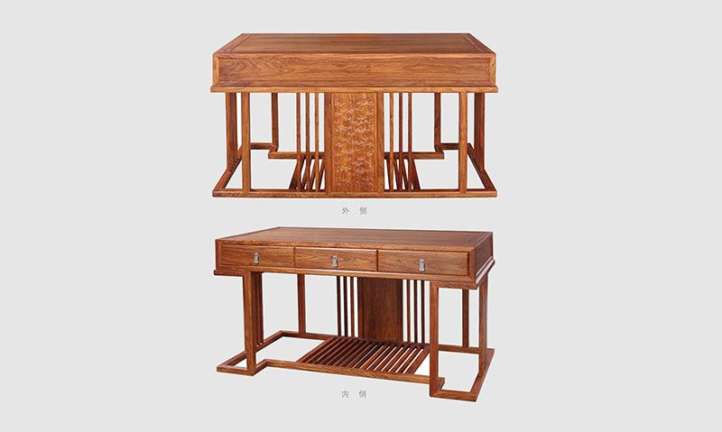 南溪 别墅中式家居书房装修实木书桌效果图