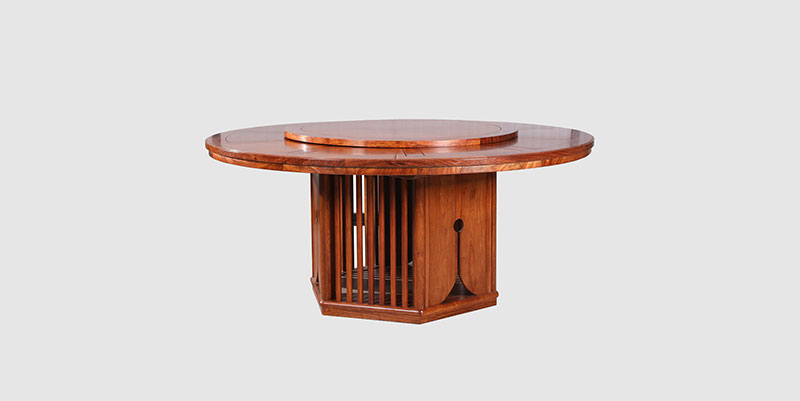 南溪中式餐厅装修天地圆台餐桌红木家具效果图